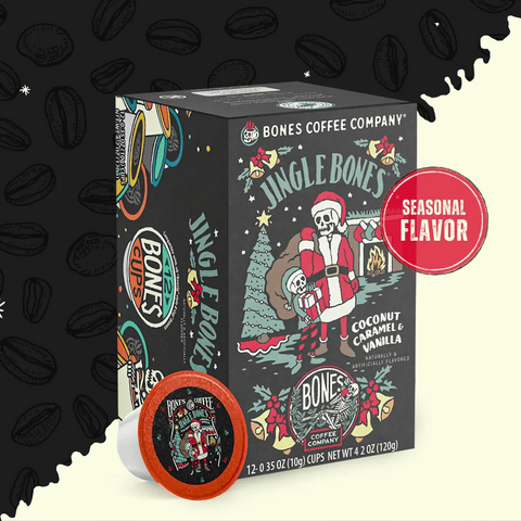 Bones Coffee Company - Jingle Bones Christmas Coffee Pods | 12 | Flavored Coffee