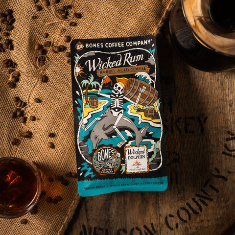 Bones Coffee Company - Wicked Rum Barrel-Aged Coffee | 12oz | Whole Bean