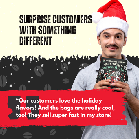 Bones Coffee Company - White Chocolate Peppermint Bark Christmas Coffee | Pods | 12