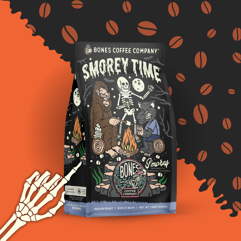 Bones Coffee Company - S'morey Time Flavored Coffee | 12oz | Whole Bean & Ground