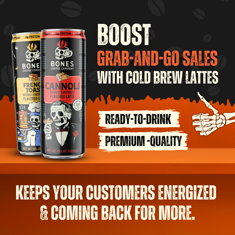 Bones Coffee Company - Cannoli Iced Latte | 12-Pack | Canned Coffee | RTD Coffee