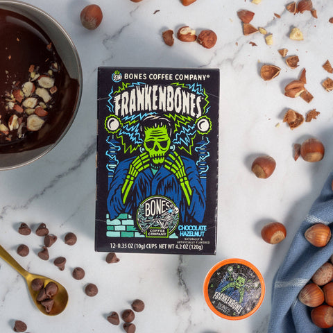 Bones Coffee Company - Frankenbones Coffee Pods | 12 Count | Flavored Coffee