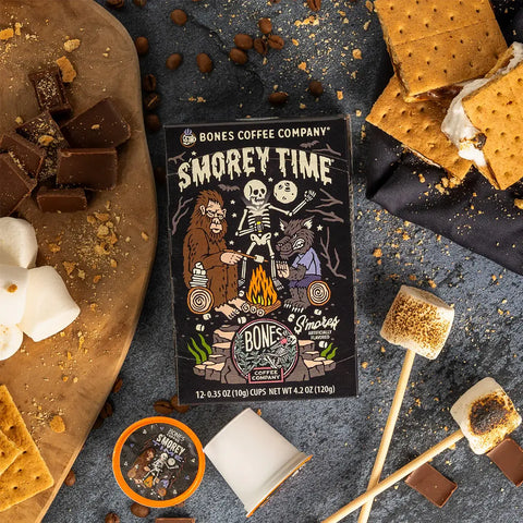 Bones Coffee Company - S'morey Coffee Pods | 12 Count | Flavored Coffee Pods