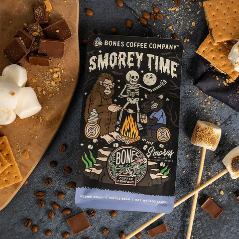 Bones Coffee Company - S'morey Time Flavored Coffee | 12oz | Whole Bean & Ground