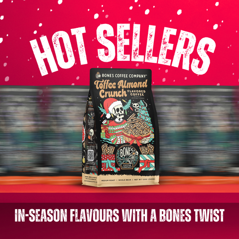 Bones Coffee Company - White Chocolate Peppermint Bark Christmas Coffee | Pods | 12
