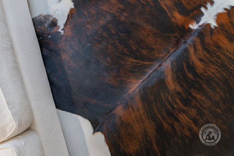 Sunshine Cowhides - Brindle Tricolor White Backbone Cowhide Rug