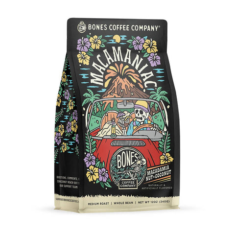 Bones Coffee Company - Macamaniac Flavored Coffee | 12oz | Whole Bean & Ground