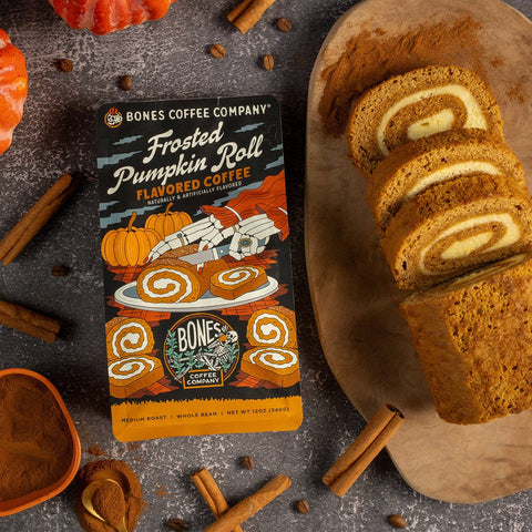 Bones Coffee Company - Frosted Pumpkin Roll Coffee | 12oz | Whole Bean & Ground