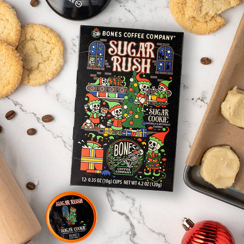 Bones Coffee Company - Sugar Rush Coffee Pods | 12 Count | Flavored Coffee Pods