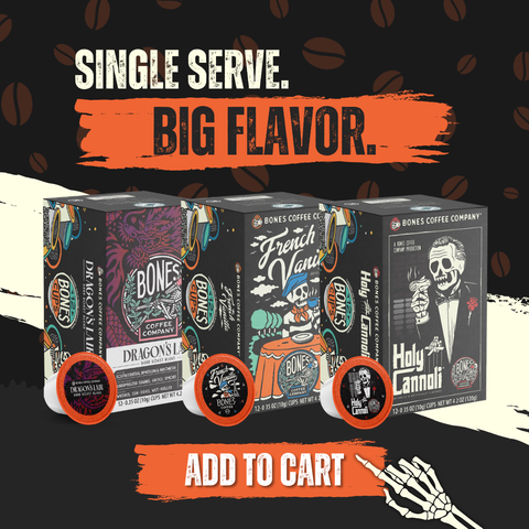Bones Coffee Company - French Vanilla Coffee Pods | 12 Count | Flavored Coffee