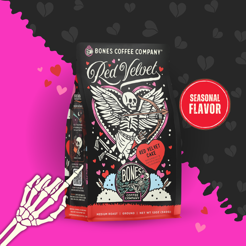 Bones Coffee Company - Red Velvet Flavored Coffee | Valentine's Day | Galentine's