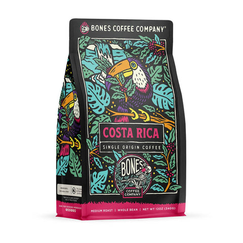 Bones Coffee Company - Costa Rica Single-Origin Coffee | 12oz | Whole Bean & Ground
