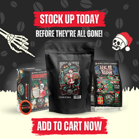 Bones Coffee Company - White Chocolate Peppermint Bark Christmas Coffee | Pods | 12