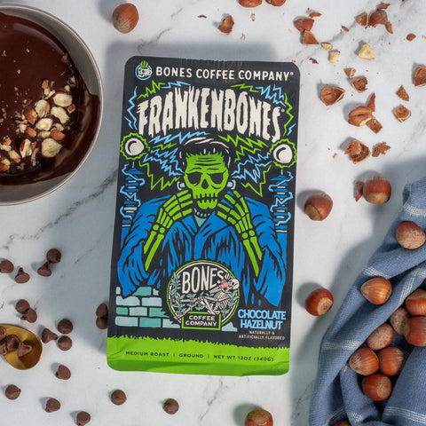 Bones Coffee Company - Frankenbones Flavored Coffee | 12oz | Whole Bean & Ground