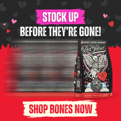 Bones Coffee Company - Red Velvet Flavored Coffee | Valentine's Day | Galentine's