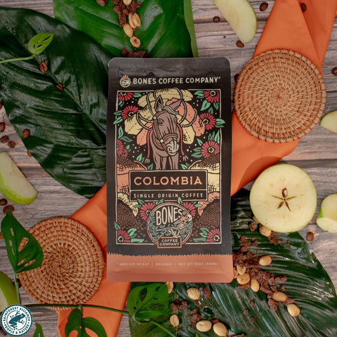 Bones Coffee Company - Colombia Single-Origin Coffee | 12oz | Whole Bean & Ground