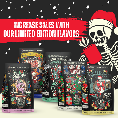 Bones Coffee Company - Jingle Bones Christmas Coffee Pods | 12 | Flavored Coffee