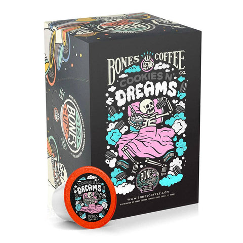 Bones Coffee Company - Cookies N' Dreams Coffee Pods | 12 Count | Flavored Coffee