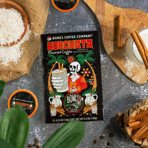 Bones Coffee Company - Horchata Christmas Coffee Pods | 12 Count | Flavored Coffee