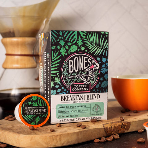 Bones Coffee Company - Breakfast Blend Coffee Pods | 12 Count | Flavored Coffee