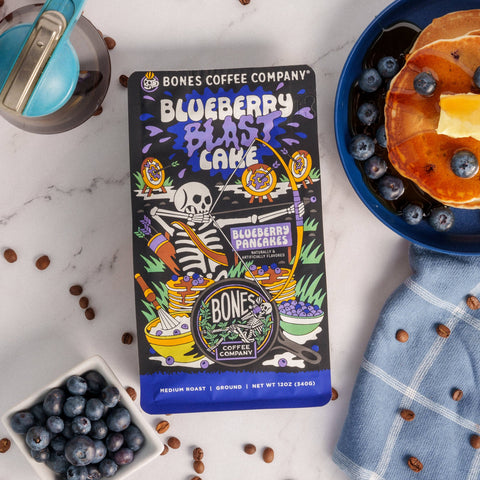 Bones Coffee Company - Blueberry Blast Cake Coffee | 12oz | Whole Bean & Ground