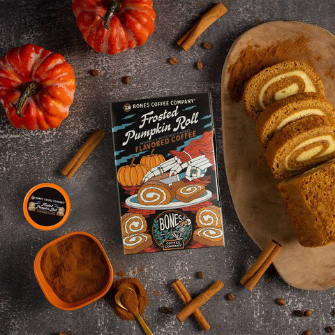 Bones Coffee Company - Frosted Pumpkin Roll Coffee Pods | 12 | Flavored Coffee