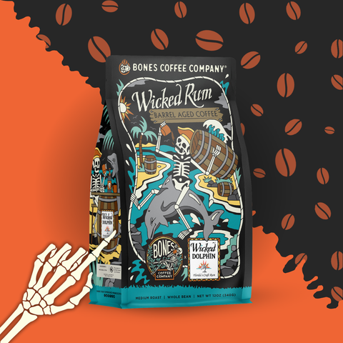 Bones Coffee Company - Wicked Rum Barrel-Aged Coffee | 12oz | Whole Bean
