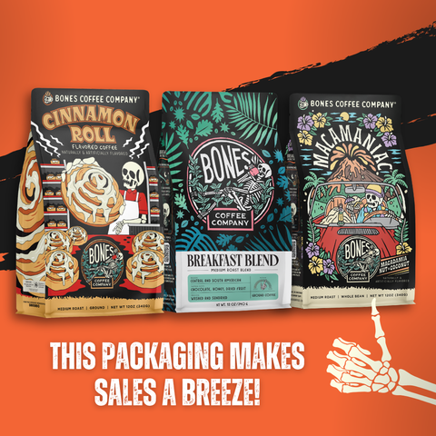 Bones Coffee Company - Frankenbones Flavored Coffee | 12oz | Whole Bean & Ground