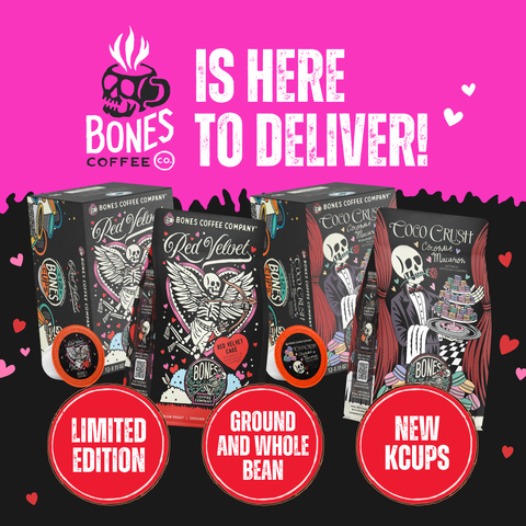 Bones Coffee Company - Coco Crush Flavored Coffee | Valentine's Day | Galentine's