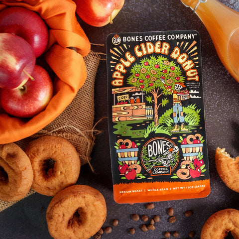 Bones Coffee Company - Apple Cider Donut Coffee | 12oz | Whole Bean & Ground