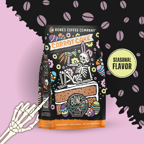 Bones Coffee Company - Carrot Cake Easter Flavored Coffee | 12oz | Ground & Whole