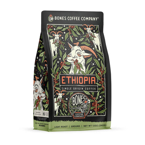 Bones Coffee Company - Ethiopia Single-Origin Coffee | 12oz | Whole Bean & Ground