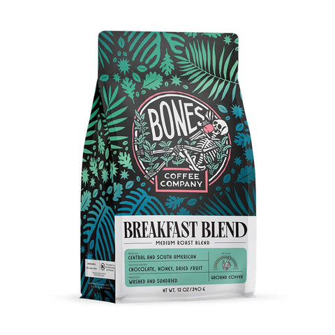 Bones Coffee Company - Breakfast Blend Coffee | 12oz | Whole Bean & Ground
