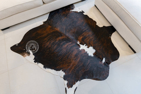Sunshine Cowhides - Brindle Tricolor White Backbone Cowhide Rug