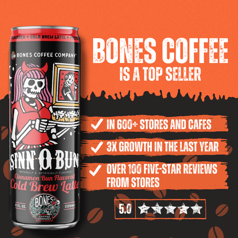 Bones Coffee Company - Holy Cannoli Cold Brew Latte | 12-Pack | Iced Canned Coffee