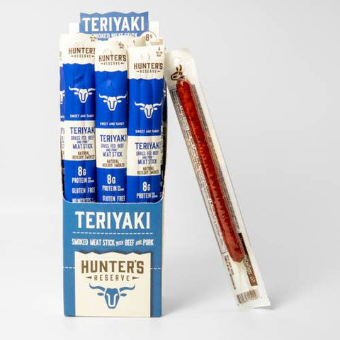 Hunter's Reserve - Teriyaki Grass Fed Beef Meat Sticks - 24 Pack