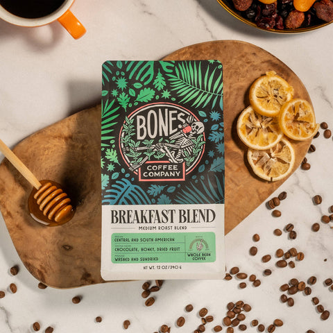 Bones Coffee Company - Breakfast Blend Coffee | 12oz | Whole Bean & Ground