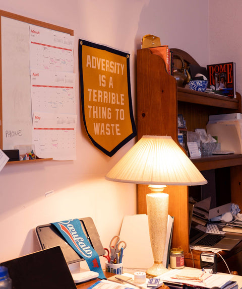 Oxford Pennant - Adversity Is A Terrible Thing To Waste Camp Flag • Unreasonable Hospitality x Oxford Pennant