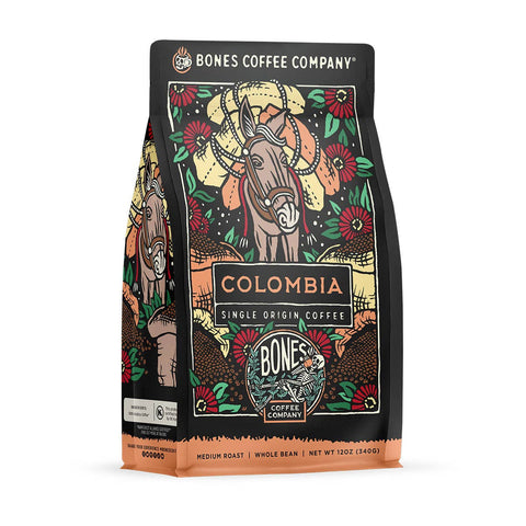 Bones Coffee Company - Colombia Single-Origin Coffee | 12oz | Whole Bean & Ground
