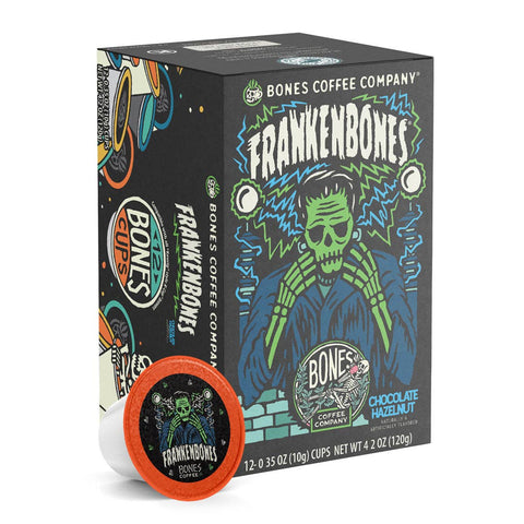 Bones Coffee Company - Frankenbones Coffee Pods | 12 Count | Flavored Coffee