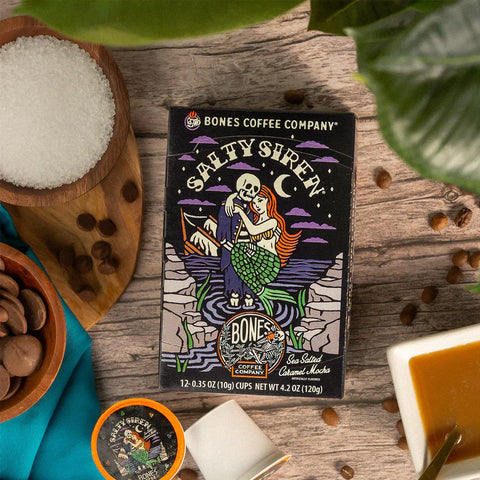 Bones Coffee Company - Salty Siren Coffee Pods | 12 Count | Flavored Coffee Pods