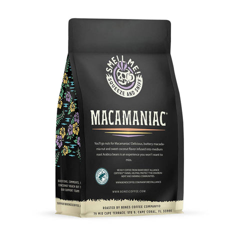 Bones Coffee Company - Macamaniac Flavored Coffee | 12oz | Whole Bean & Ground