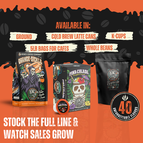 Bones Coffee Company - Salted Caramel Flavored Coffee | 12oz | Whole Bean & Ground