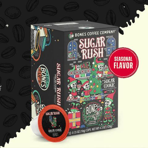 Bones Coffee Company - Sugar Rush Coffee Pods | 12 Count | Flavored Coffee Pods