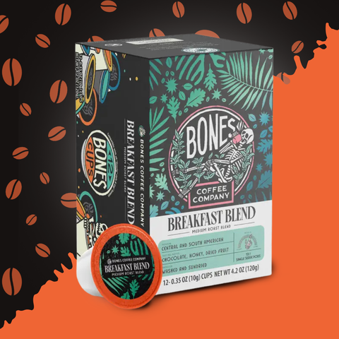 Bones Coffee Company - Breakfast Blend Coffee Pods | 12 Count | Flavored Coffee