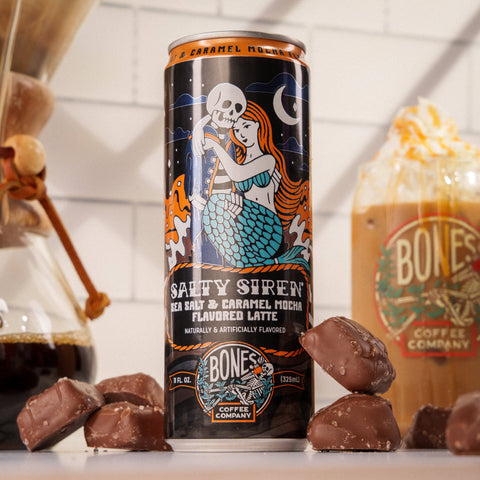 Bones Coffee Company - Salty Siren Latte | 12-Pack | Iced Canned Coffee