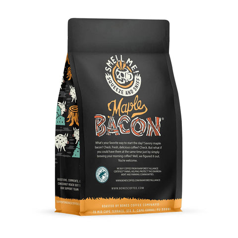 Bones Coffee Company - Maple Bacon® Flavored Coffee | 12oz | Whole Bean & Ground