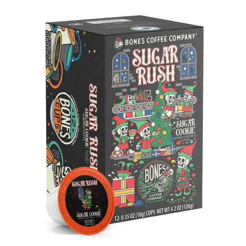 Bones Coffee Company - Sugar Rush Coffee Pods | 12 Count | Flavored Coffee Pods