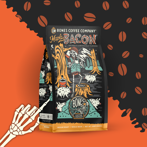 Bones Coffee Company - Maple Bacon® Flavored Coffee | 12oz | Whole Bean & Ground