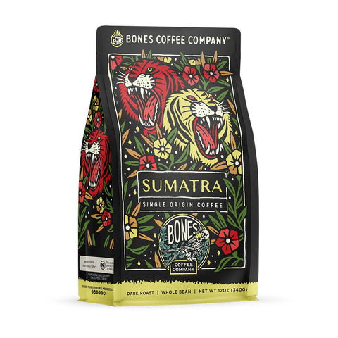 Bones Coffee Company - Sumatra Single-Origin Coffee | 12oz | Whole Bean & Ground